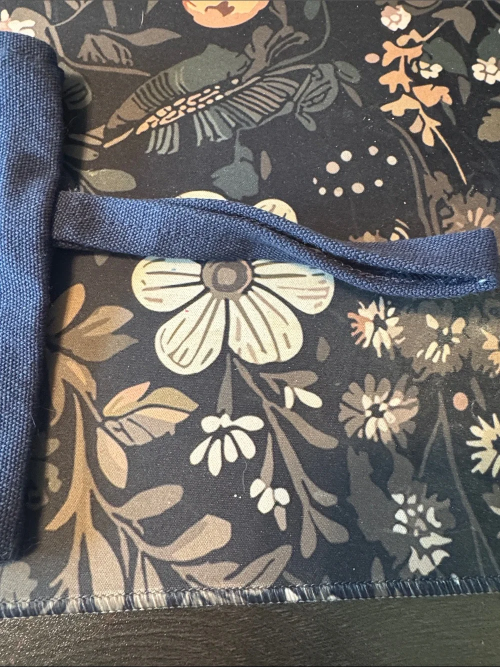 Navy Daisy Wristlet Pouch with Stud Detail